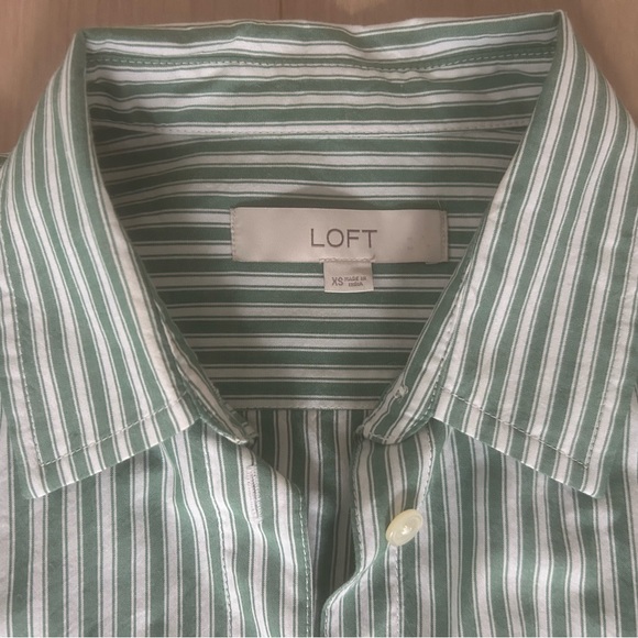 LOFT Striped Everyday Oversized Pocket Shirt, SZ XSM - Picture 2 of 3
